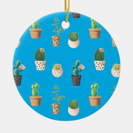 Groene dessert Succulent Cactus in Pots Keramisch Ornament (Voorkant)