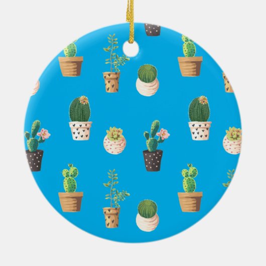 Groene dessert Succulent Cactus in Pots Keramisch Ornament (Achterkant)