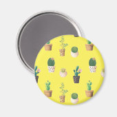 Groene dessert Succulent Cactus in Pots Magneet (Voorkant / Achterkant)