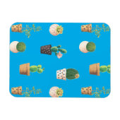 Groene dessert Succulent Cactus in Pots Magneet (Horizontaal)