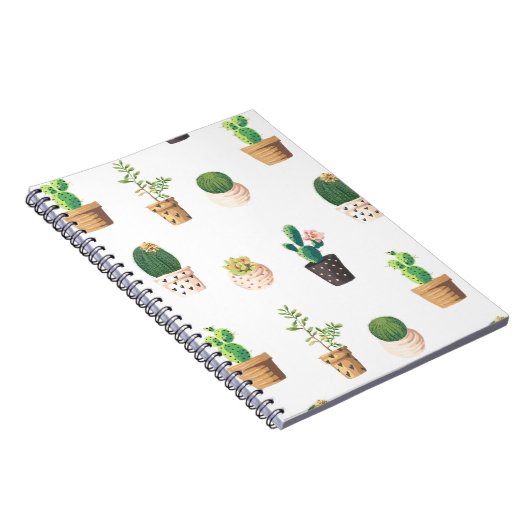 Groene dessert Succulent Cactus in Pots Notitieboek (Rechterzijde)
