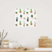 Groene dessert Succulent Cactus in Pots Poster (Keuken)