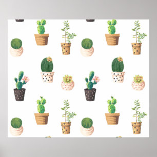 Groene dessert Succulent Cactus in Pots Poster
