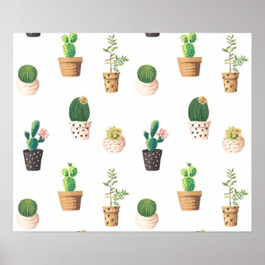 Groene dessert Succulent Cactus in Pots Poster (Voorkant)