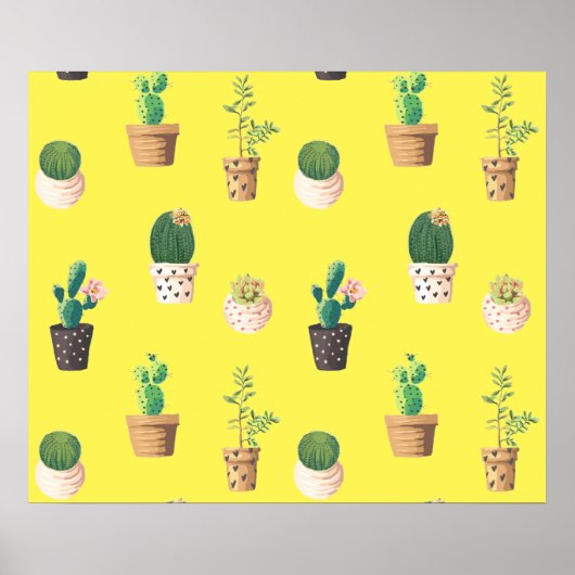 Groene dessert Succulent Cactus in Pots Poster (Voorkant)