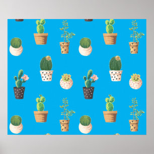 Groene dessert Succulent Cactus in Pots Poster