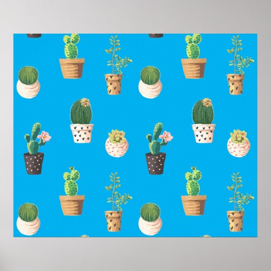 Groene dessert Succulent Cactus in Pots Poster (Voorkant)
