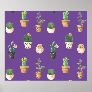 Groene dessert Succulent Cactus in Pots Poster