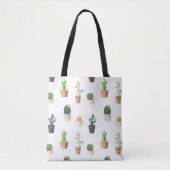 Groene dessert Succulent Cactus in Pots Tote Bag (Voorkant)