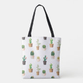 Groene dessert Succulent Cactus in Pots Tote Bag (Achterkant)