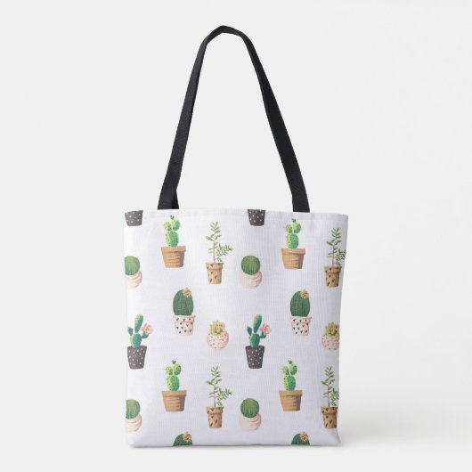 Groene dessert Succulent Cactus in Pots Tote Bag (Achterkant)