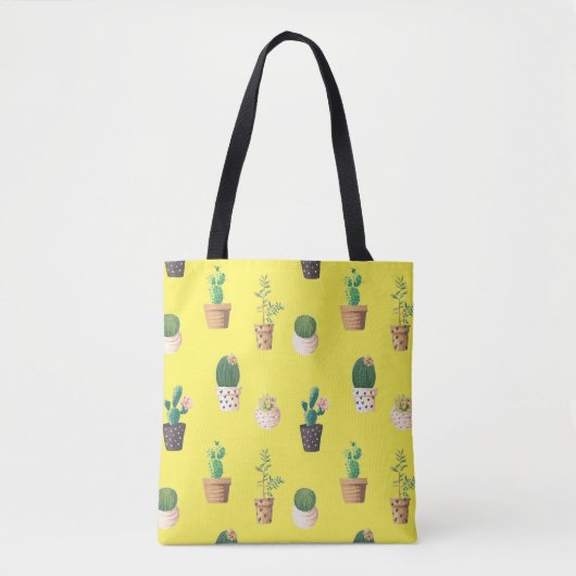 Groene dessert Succulent Cactus in Pots Tote Bag (Voorkant)