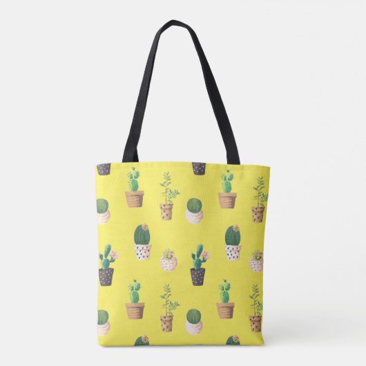 Groene dessert Succulent Cactus in Pots Tote Bag (Achterkant)