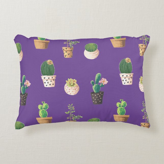 Groene Dessrt Succulent Cactus in Pots Accent Kussen (Voorkant)