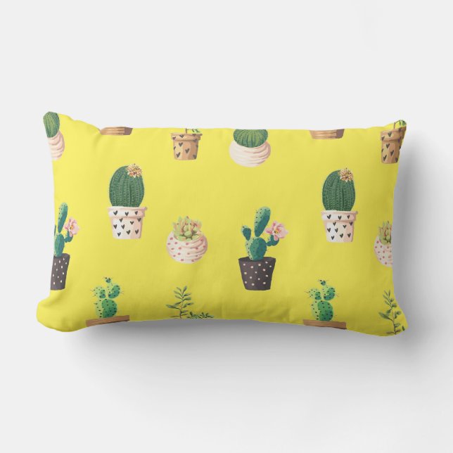 Groene Dessrt Succulent Cactus in Pots Kussen (Voorkant)