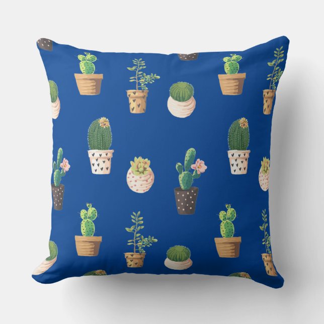 Groene Dessrt Succulent Cactus in Pots Kussen (Voorkant)