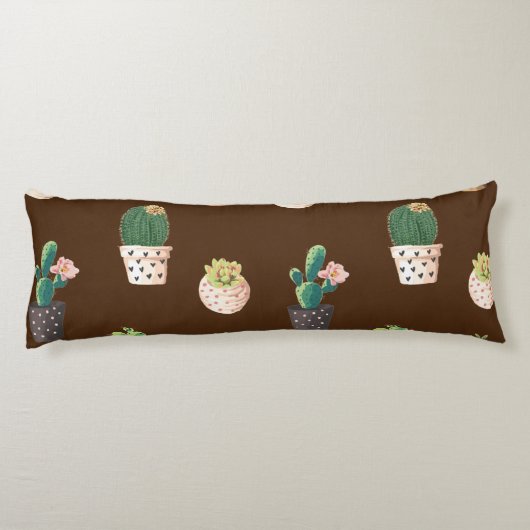 Groene Dessrt Succulent Cactus in Pots Lichaamskussen (Achterkant)