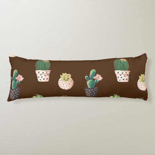 Groene Dessrt Succulent Cactus in Pots Lichaamskussen (Voorkant)