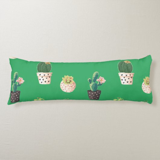 Groene Dessrt Succulent Cactus in Pots Lichaamskussen (Voorkant)
