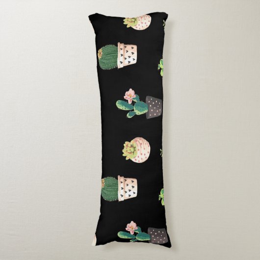 Groene Dessrt Succulent Cactus in Pots Lichaamskussen (Voorkant Verticaal)