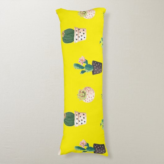 Groene Dessrt Succulent Cactus in Pots Lichaamskussen (Voorkant Verticaal)