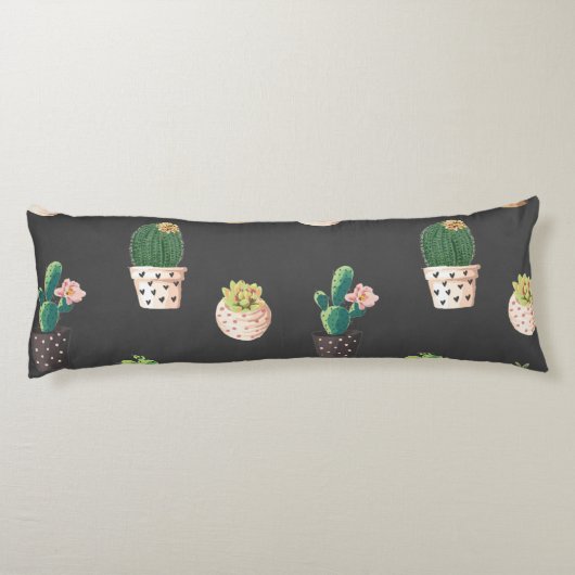 Groene Dessrt Succulent Cactus in Pots Lichaamskussen (Achterkant)