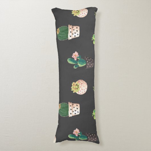 Groene Dessrt Succulent Cactus in Pots Lichaamskussen (Voorkant Verticaal)