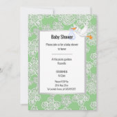 GROENE DETAIL WIT STORK BABY SHOWER KAART (Voorkant)