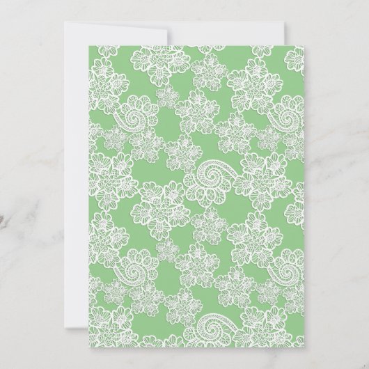 GROENE DETAIL WIT STORK BABY SHOWER KAART (Achterkant)