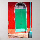 Groene deur en rode muur, New Orleans Poster (Voorkant)