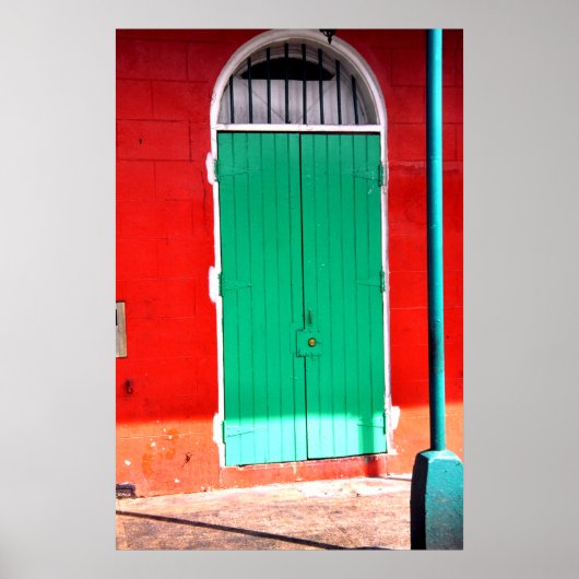 Groene deur en rode muur, New Orleans Poster (Voorkant)