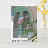 Groene deur en Roos - Martha's wijnkaart Kaart (Gele Bloem)