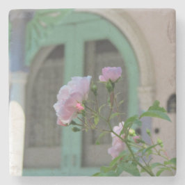 Groene deur en Roos - Martha's wijntuin Stenen Onderzetter