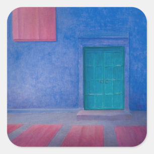 Groene deur Jodhpur 2010 Vierkante Sticker