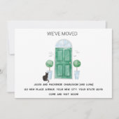 Groene deur kat We hebben verplaatst Nieuwe Home A Aankondiging (Voorkant)