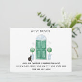 Groene deur kat We hebben verplaatst Nieuwe Home A Aankondiging (Staand voorkant)