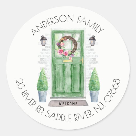 Groene deur | Nieuwe sticker van label voor thuisa (Voorkant)