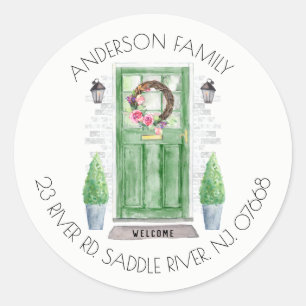 Groene deur   Nieuwe sticker van label voor thuisa