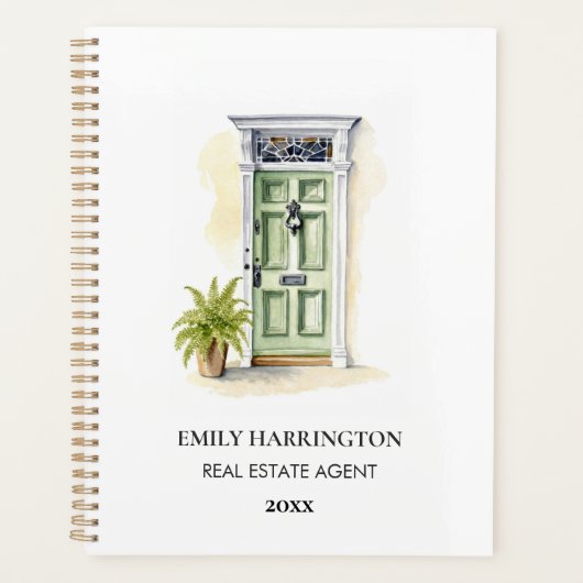 Groene Deur Watercolor Logo Makelaar Planner (Voorkant)