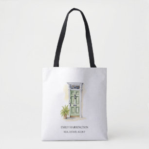 Groene Deur Watercolor Logo Makelaar Tote Bag