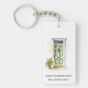 Groene Deur Watercolor Logo Vastgoedmakelaar Sleutelhanger