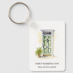 Groene Deur Watercolor Logo Vastgoedmakelaar Sleutelhanger