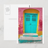 Groene deuren schilderachtige houten ingang briefkaart (Voorkant / Achterkant)