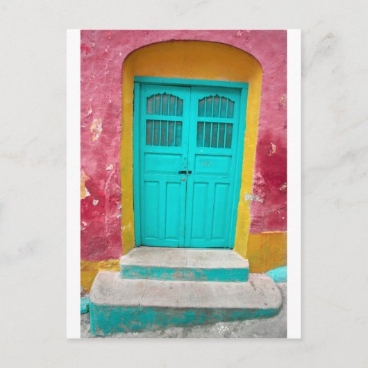 Groene deuren schilderachtige houten ingang briefkaart (Voorkant)