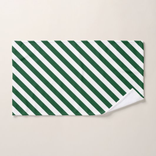 Groene diagonale stripteashanddoekset bad handdoek (Handdoek)