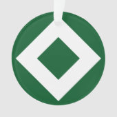 Groene diamant, blauwe witte rand ornament (voorkant)