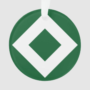 Groene diamant, blauwe witte rand ornament