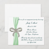 Groene Diamant Bow Verlovingsfeest Uitnodiging (Voorkant / Achterkant)