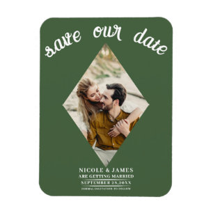 Groene Diamant Foto Bruiloft Save the Date Magneet