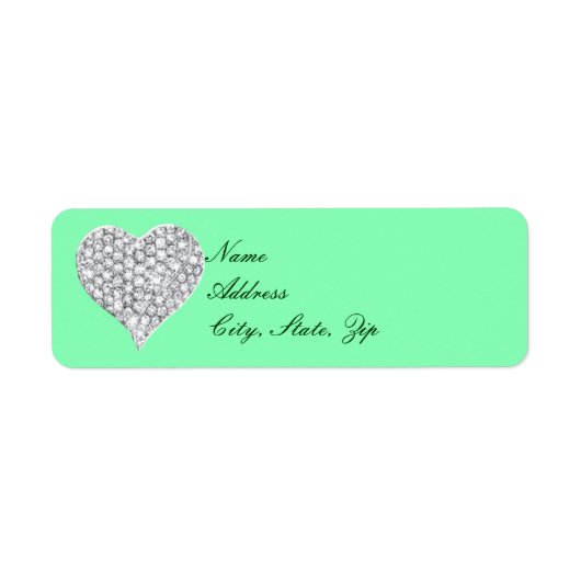 Groene diamant hart adreslabels etiket (Voorkant)
